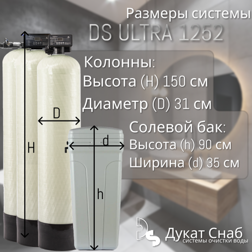 Комплексная система очистки воды DS ULTRA 1252 от железа, марганца, сероводорода, жесткости для дома, коттеджа, дачи